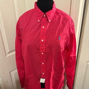 Ralph Lauren Men Shirt XLT Pink Salmon Feather Weight Twill Long Sleeves